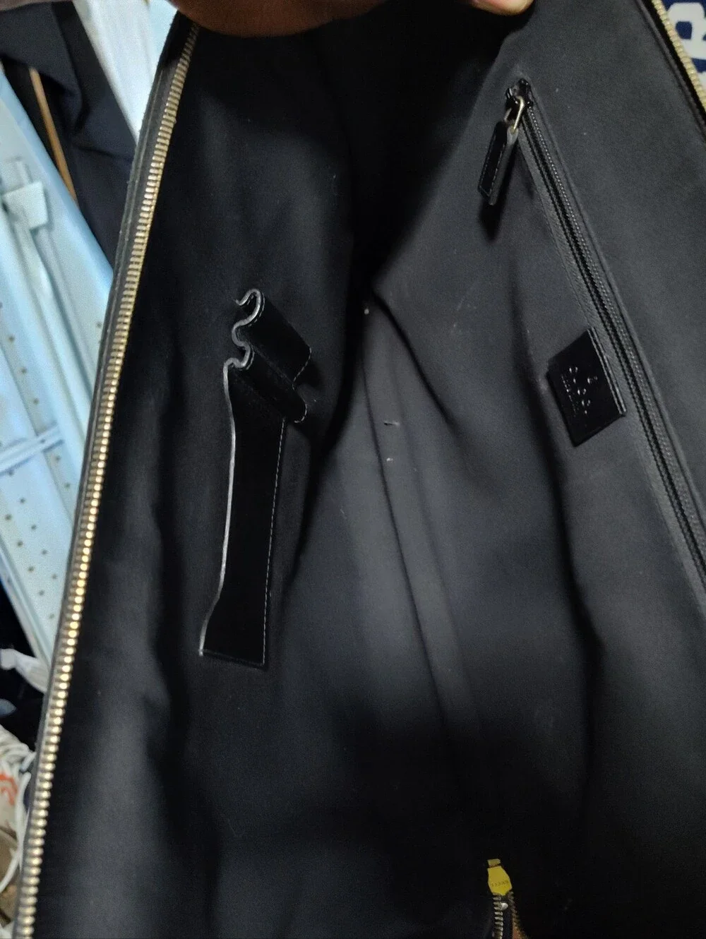 Gucci Diamante Leather Portfolio Pouch Laptop Bag Black
